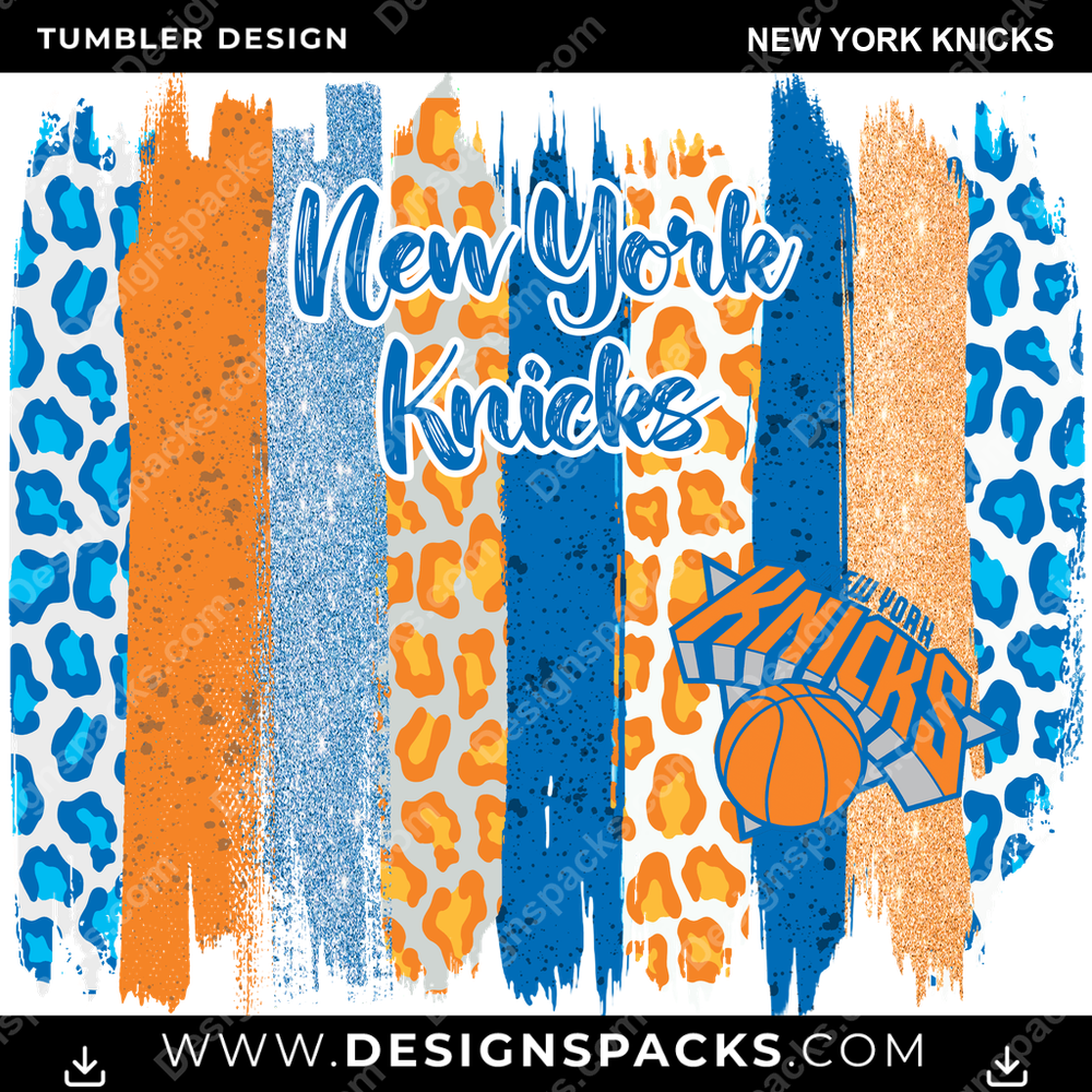 Basketball Brush Strokes New York Knicks Tumbler Digital Wrap Design