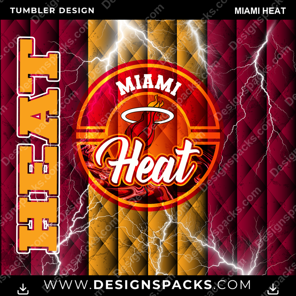 Basketball Diamond Miami Heat Tumbler Digital Wrap Design