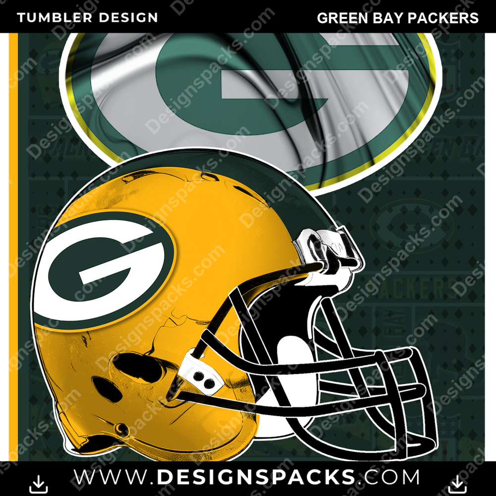 Football Posters Green Bay Packers NFL Football Tumbler Digital Wrap Design Download