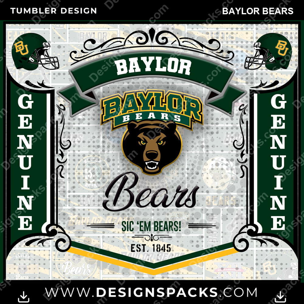 College Sport Bud Baylor Bears Tumbler Digital Wrap Design