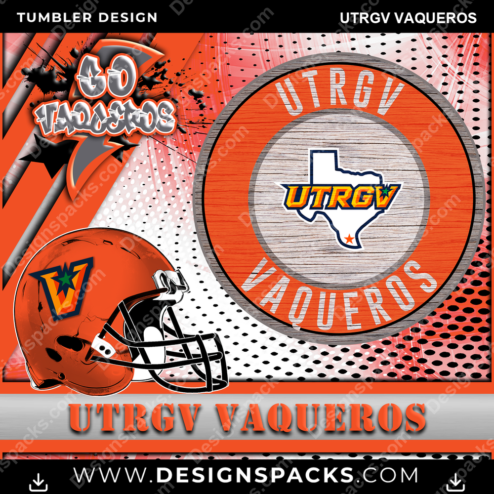 College Sport Go Team 2 UTRGV Vaqueros Tumbler Digital Wrap Design