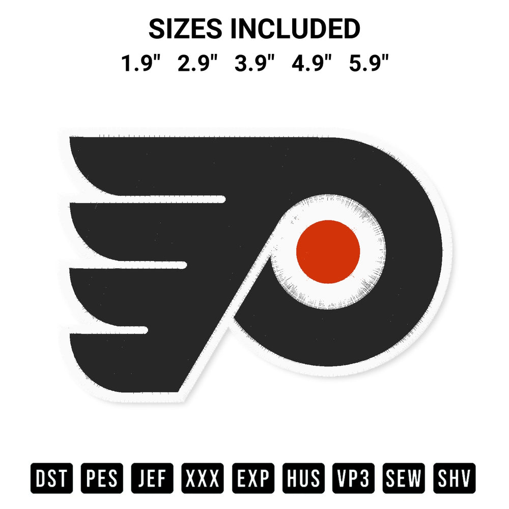 Get the Philadelphia Flyers Logo Embroidery Design embroidery design for your custom crafts! Premium digitized files available for instant download at Designspacks.com. Available sizes: 1.9", 2.9", 3.9", 4.9", 5.9".