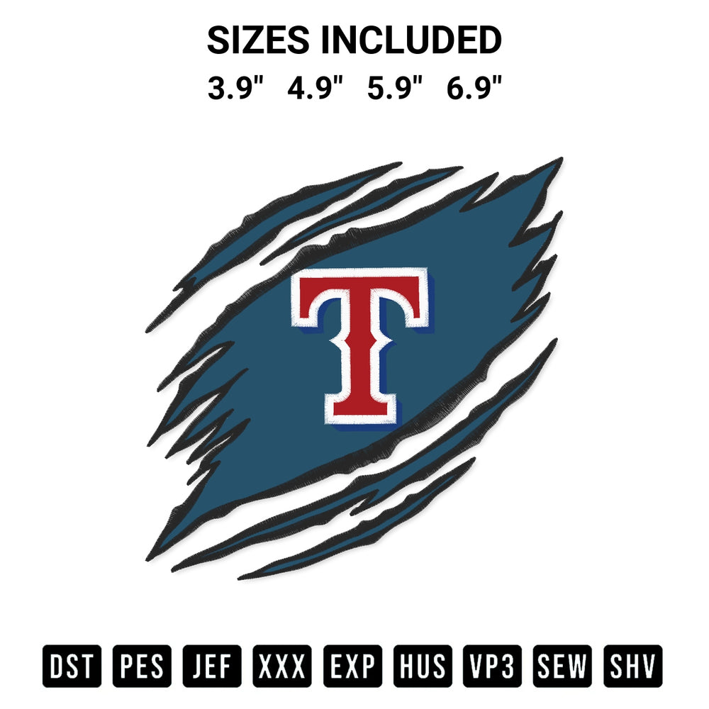 Add a unique touch to your apparel with the Texas Rangers Claw Embroidery Design embroidery file. Premium instant download available now on Designspacks.com. Available sizes: 3.9", 4.9", 5.9", 6.9".