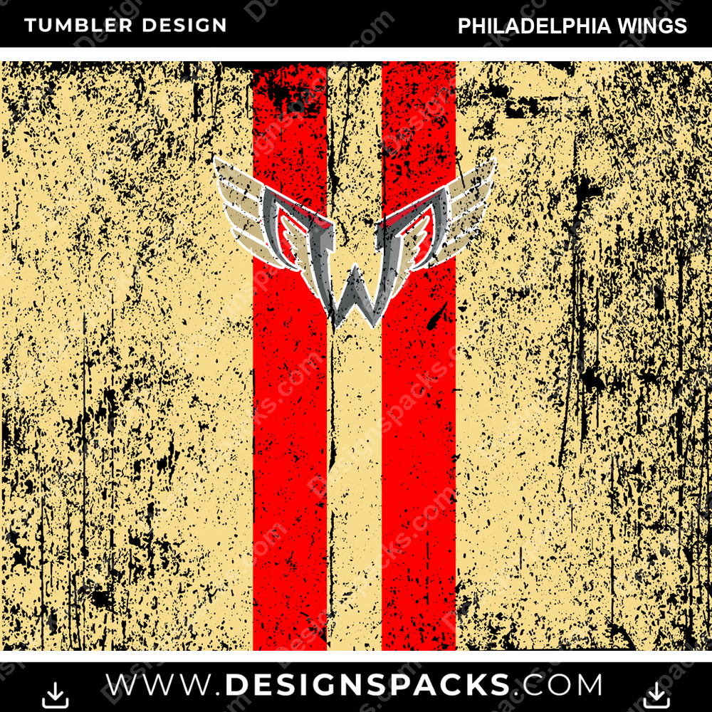 Lacrosse Grunge Style Philadelphia Wings PLL Lacrosse Tumbler Digital Wrap Design Download