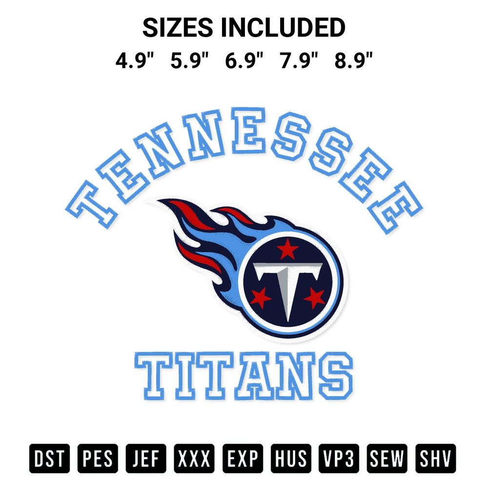Elevate your next project with our Nfl Tennessee Titans Team Embroidery Design embroidery file. Shop high-quality digital patterns instantly at Designspacks.com. Available sizes: 4.9", 5.9", 6.9", 7.9", 8.9".