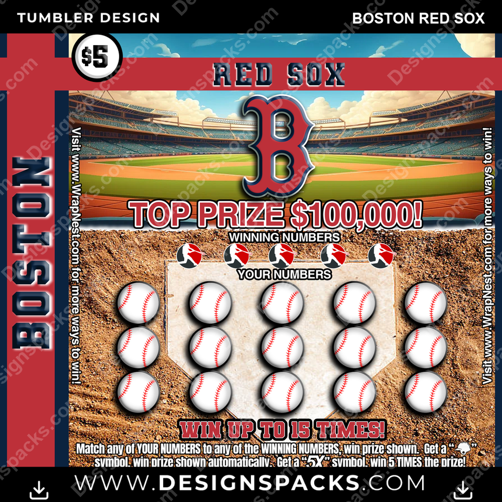 Baseball Lottery Ticket Boston Red Sox Tumbler Digital Wrap Design