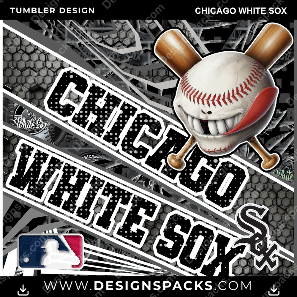 Baseball Angry Sports Chicago White Sox Tumbler Digital Wrap Design