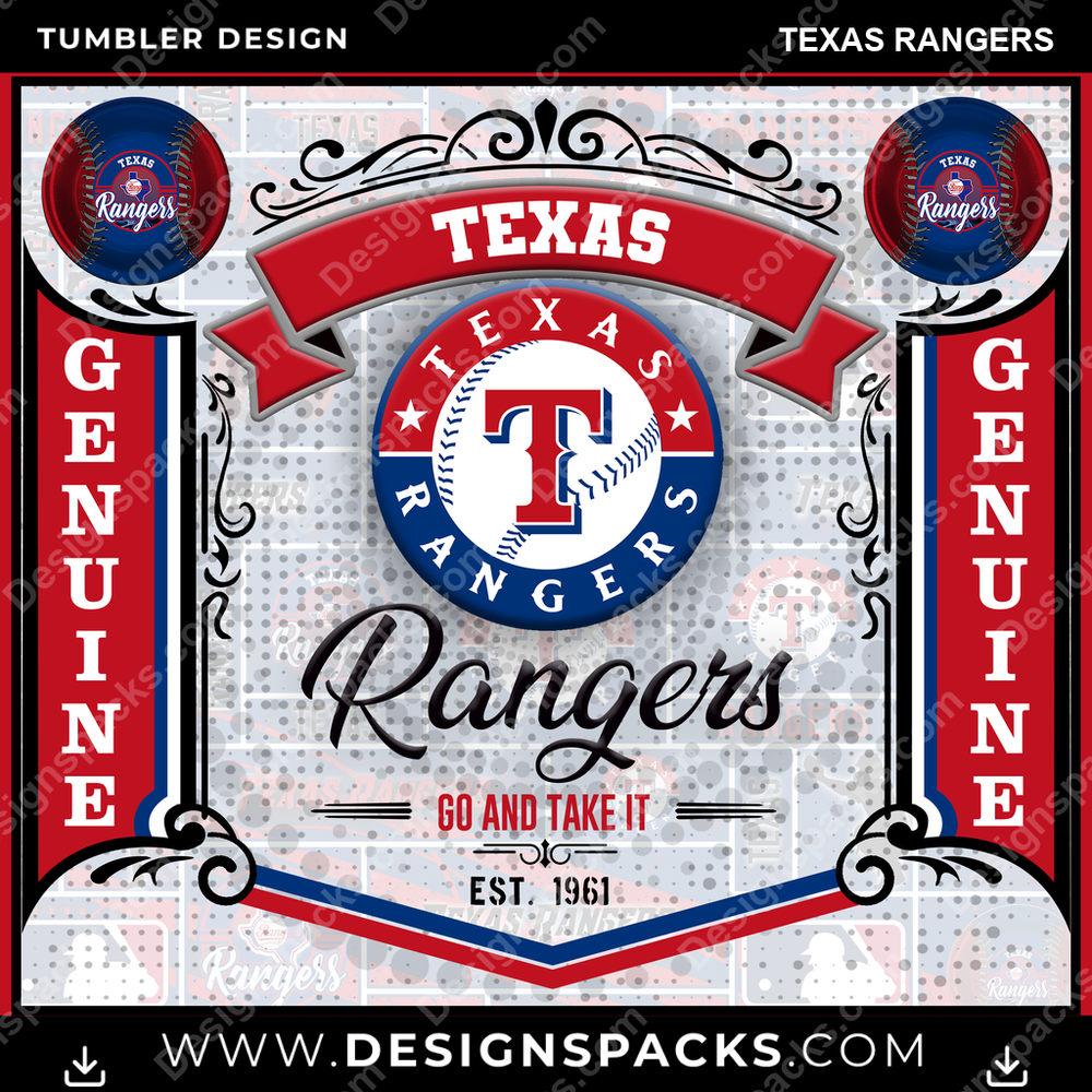 Baseball Bud Texas Rangers Tumbler Digital Wrap Design