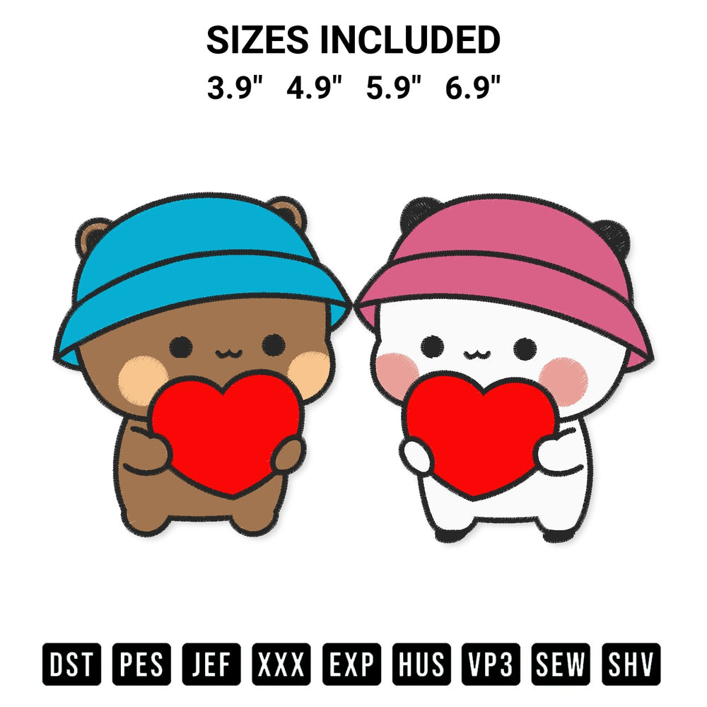 Download the Cute Bubu Dudu Couple Embroidery Design machine embroidery design exclusively at Designspacks.com. Premium digitized pattern for apparel and DIY crafts. Available sizes: 3.9", 4.9", 5.9", 6.9".