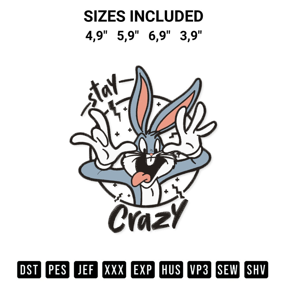 Looking for the perfect pattern? Download the Stay Crazy Bugs Bunny Disney Logo Embroidery Design embroidery design today at Designspacks.com. Crisp, clean stitching guaranteed. Available sizes: 4,9", 5,9", 6,9", 3,9".