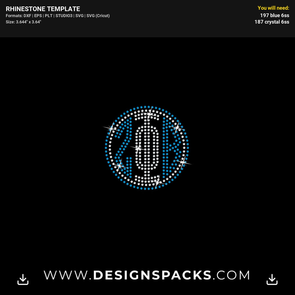 Zeta Phi Beta Monograms Ss6 Rhinestone Digital Template