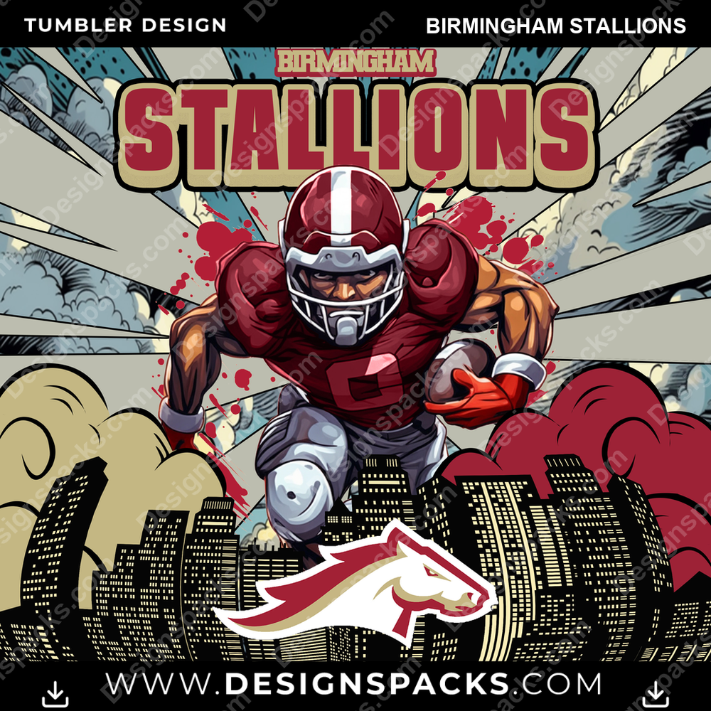 Canada Football Comic Cover Birmingham Stallions CFL Canada Tumbler Digital Wrap Design Download