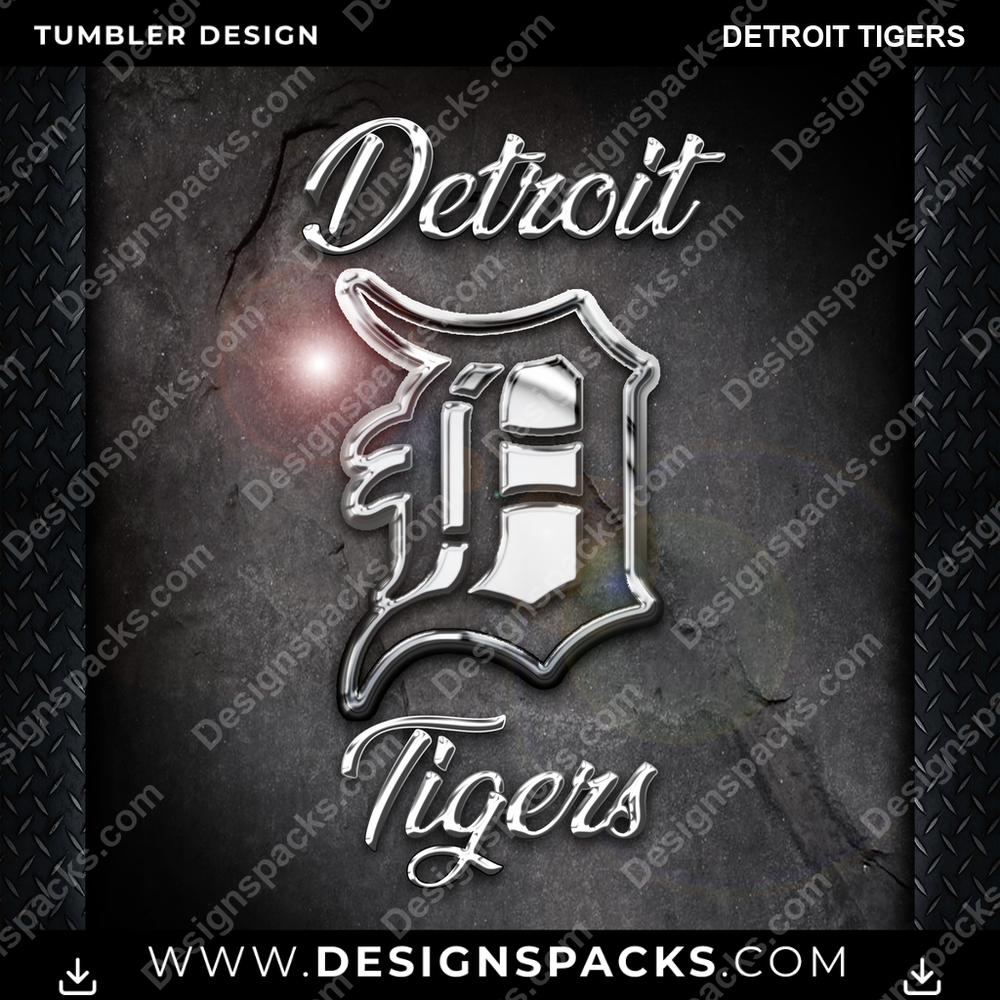 Baseball Chrome Detroit Tigers Tumbler Digitales Wrap-Design