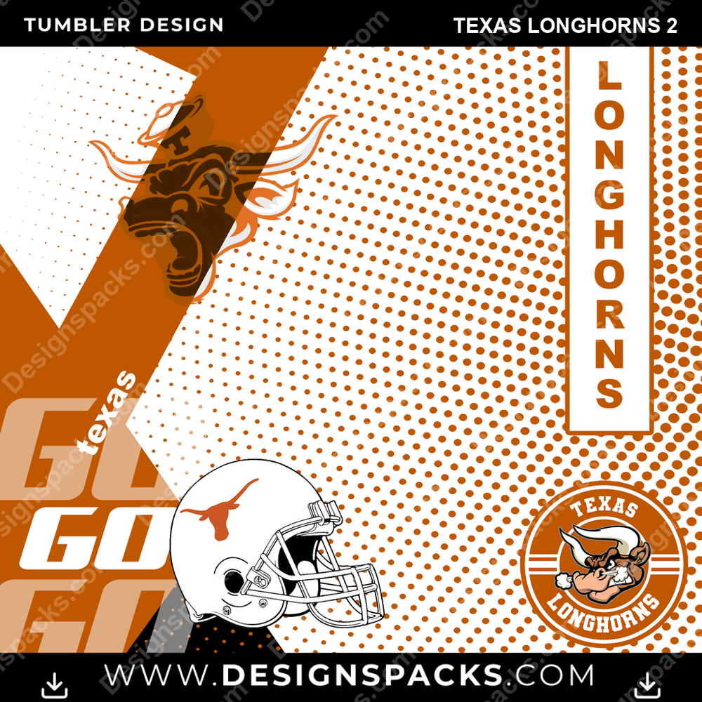 College Sport GO Texas Longhorns 2 NCAA College Sport Tumbler Digital Wrap Design Download
