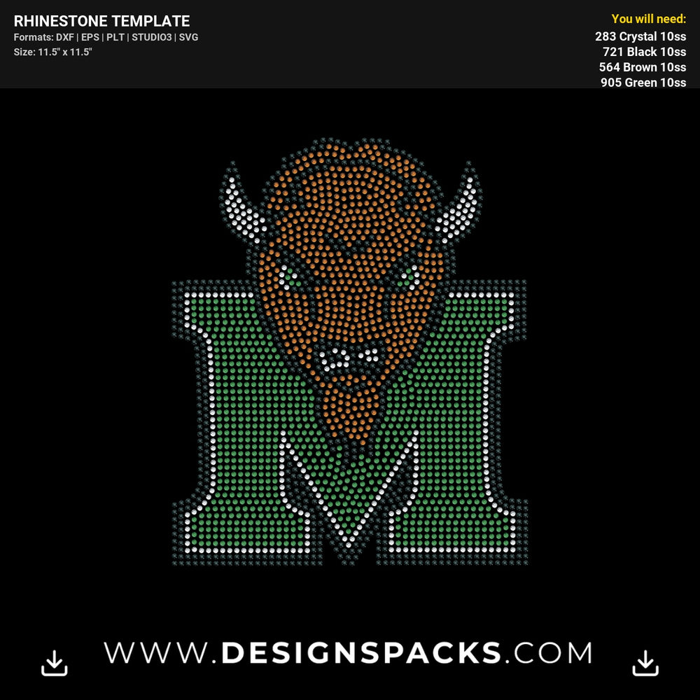 Marshall Herd Buffalo Logo Rhinestone Digital Template