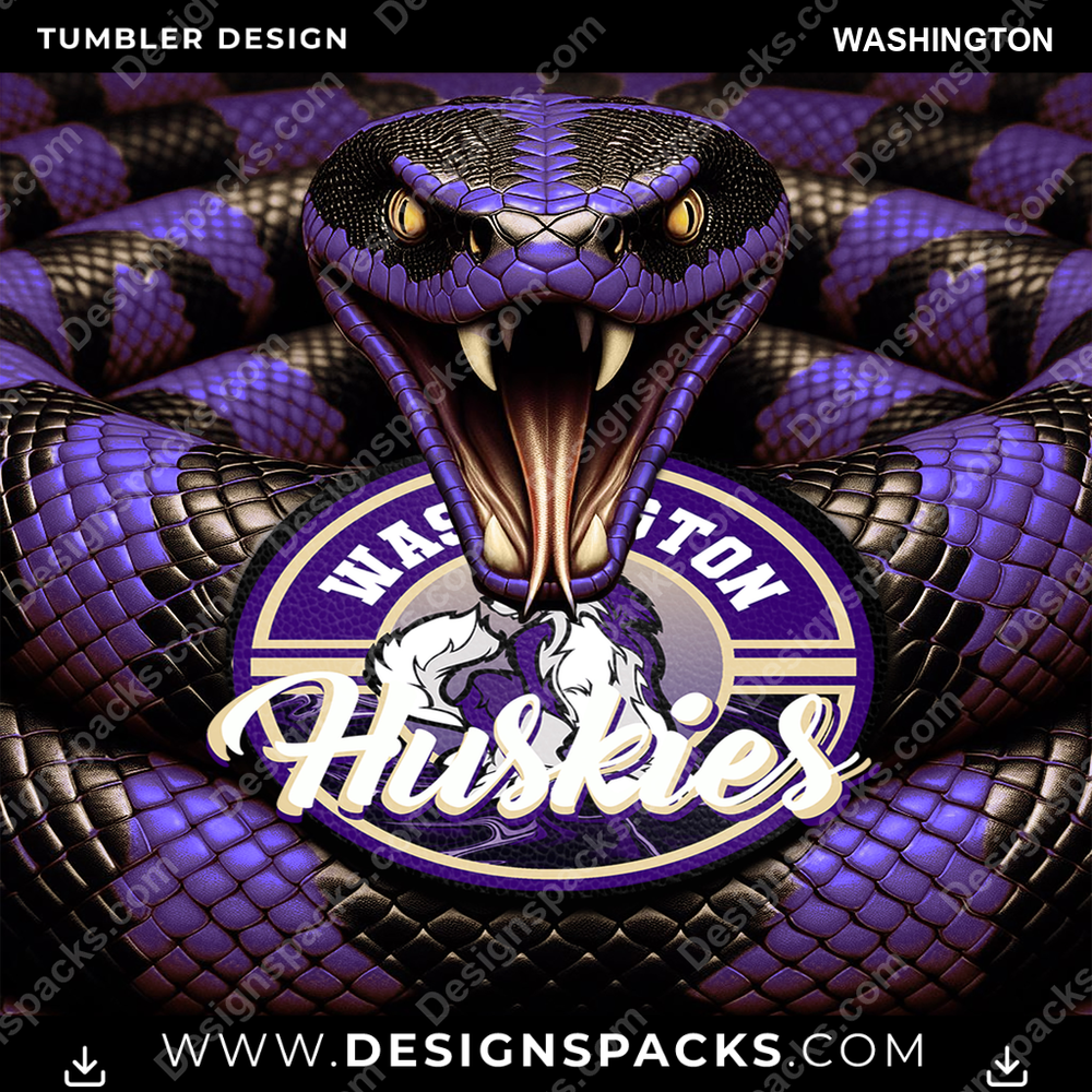 College Sport Rattle Snake Washington Tumbler Digital Wrap Design