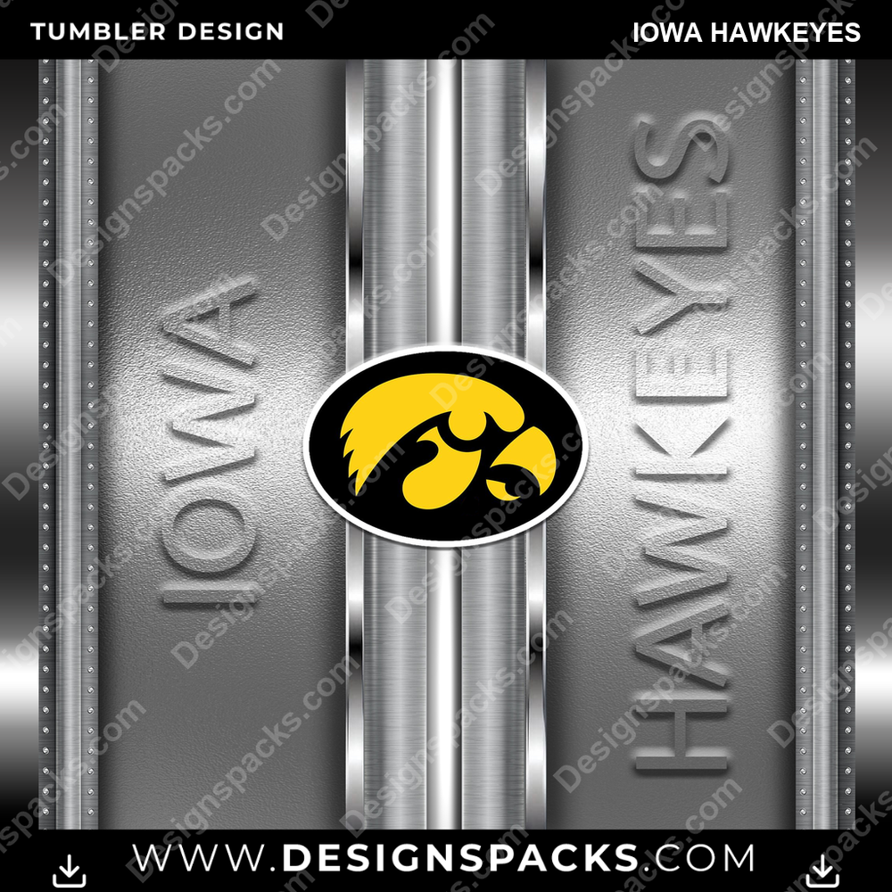 College Sport Metallic Iowa Hawkeyes NCAA College Sport Tumbler Digital Wrap Design Download