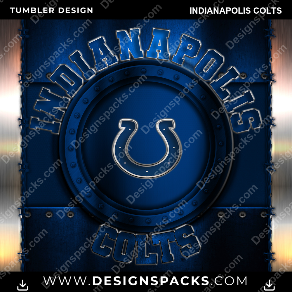 Football Metal Indianapolis Colts NFL Football Tumbler Digital Wrap Design Download