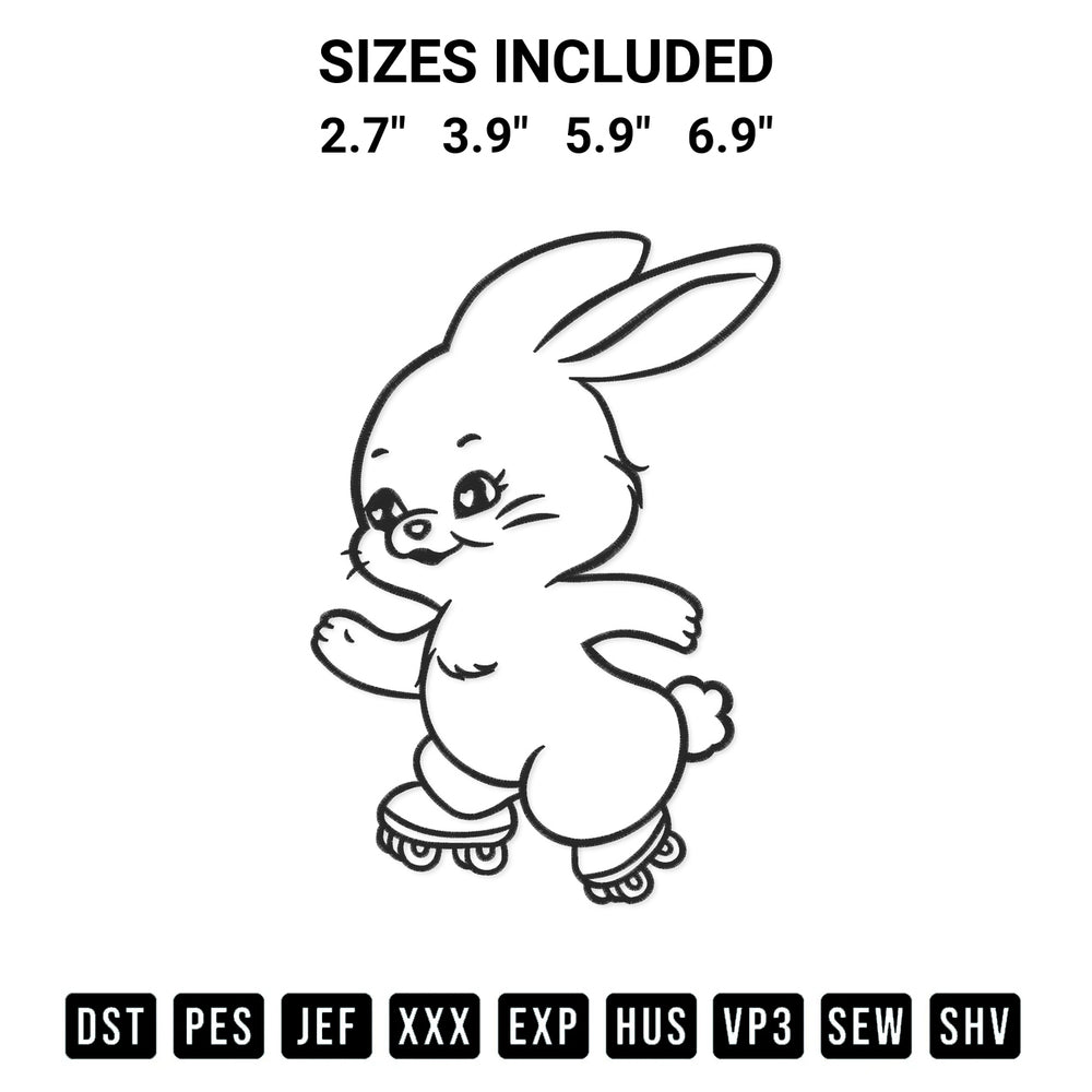 Download the Rolling Skate Rabbit Embroidery Design machine embroidery design exclusively at Designspacks.com. Premium digitized pattern for apparel and DIY crafts. Available sizes: 2.7", 3.9", 5.9", 6.9".