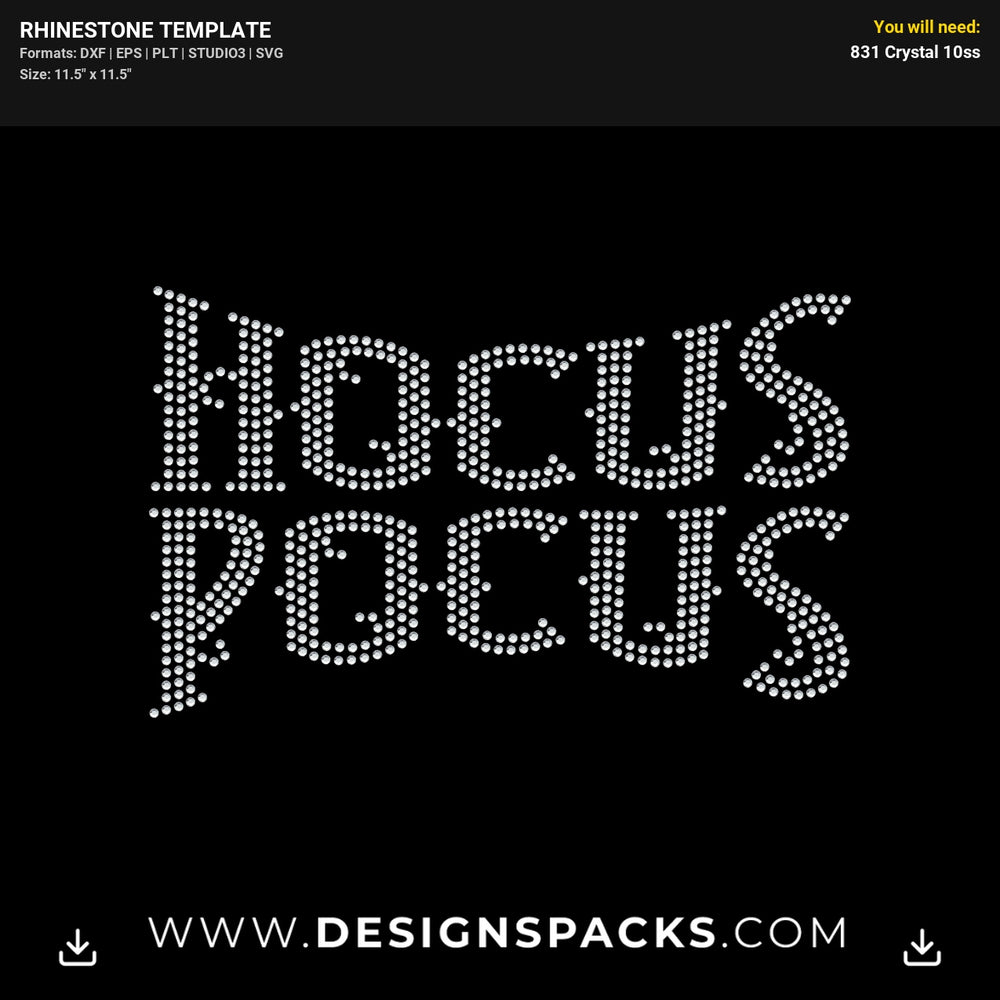Hocus Pocus Halloween Rhinestone Digital Template