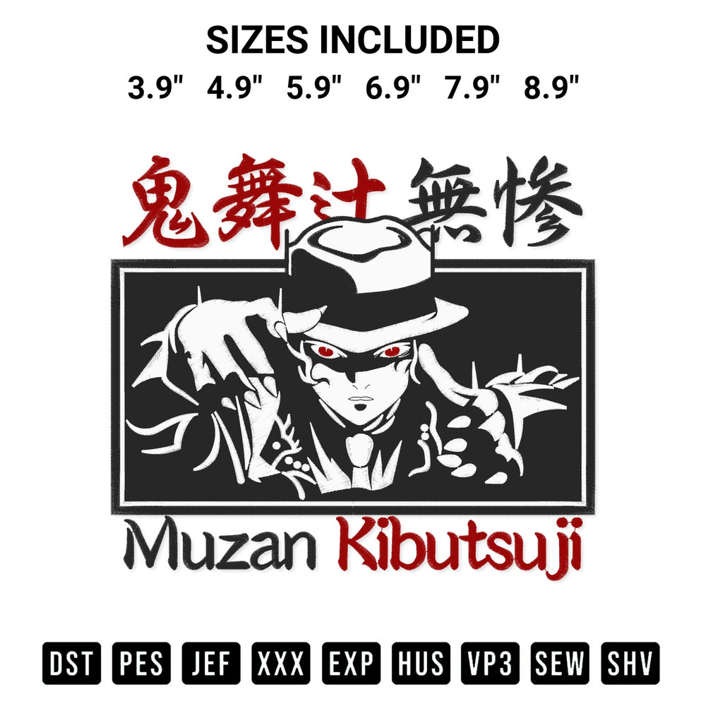 Create amazing crafts with the Muzan Kibutsuji Demon Slayer Embroidery Design embroidery file. High-quality digital download from Designspacks.com, perfect for beginners and pros. Available sizes: 3.9", 4.9", 5.9", 6.9", 7.9", 8.9".