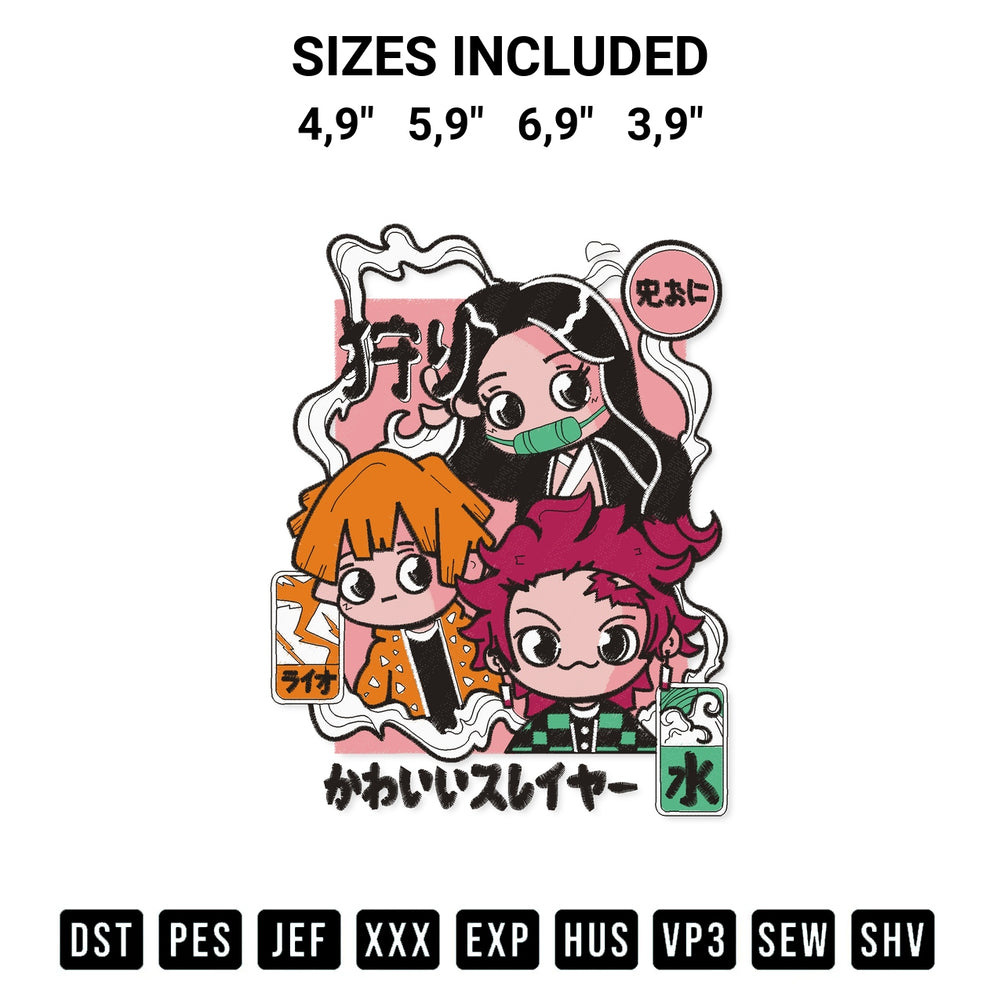 Elevate your next project with our Anime Demon Slayer Cute Logo Embroidery Design embroidery file. Shop high-quality digital patterns instantly at Designspacks.com. Available sizes: 4,9", 5,9", 6,9", 3,9".