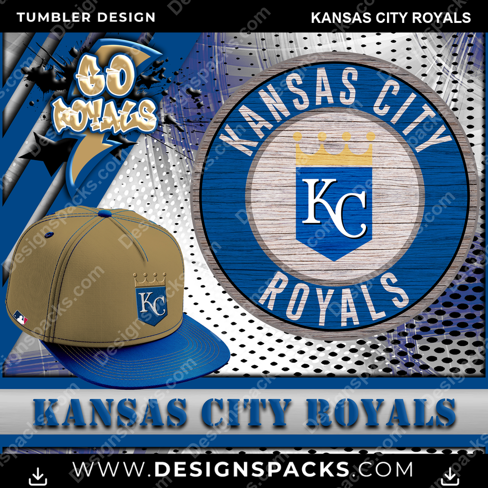 Baseball Go Team Kansas City Royals MLB Baseball Tumbler Digital Wrap Design Download