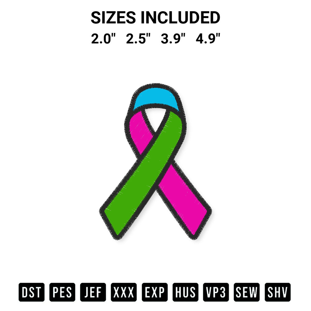 Shop the Rare Disease Ribbon Embroidery Design machine embroidery pattern at Designspacks.com. Beautifully digitized for flawless stitching on any fabric. Available sizes: 2.0", 2.5", 3.9", 4.9".