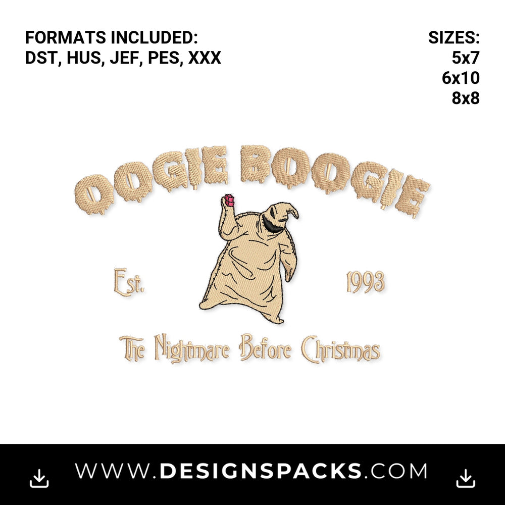 Oogie Boogie Nightmare Before Christmas Embroidery Design - Instant digital download pattern at Designspacks.com