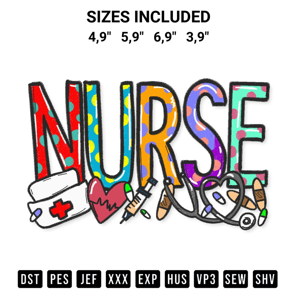 Transform your fabrics with the Nurse Sublimation Logo Embroidery Design embroidery design. Instant access to premium digitized patterns at Designspacks.com. Available sizes: 4,9", 5,9", 6,9", 3,9".