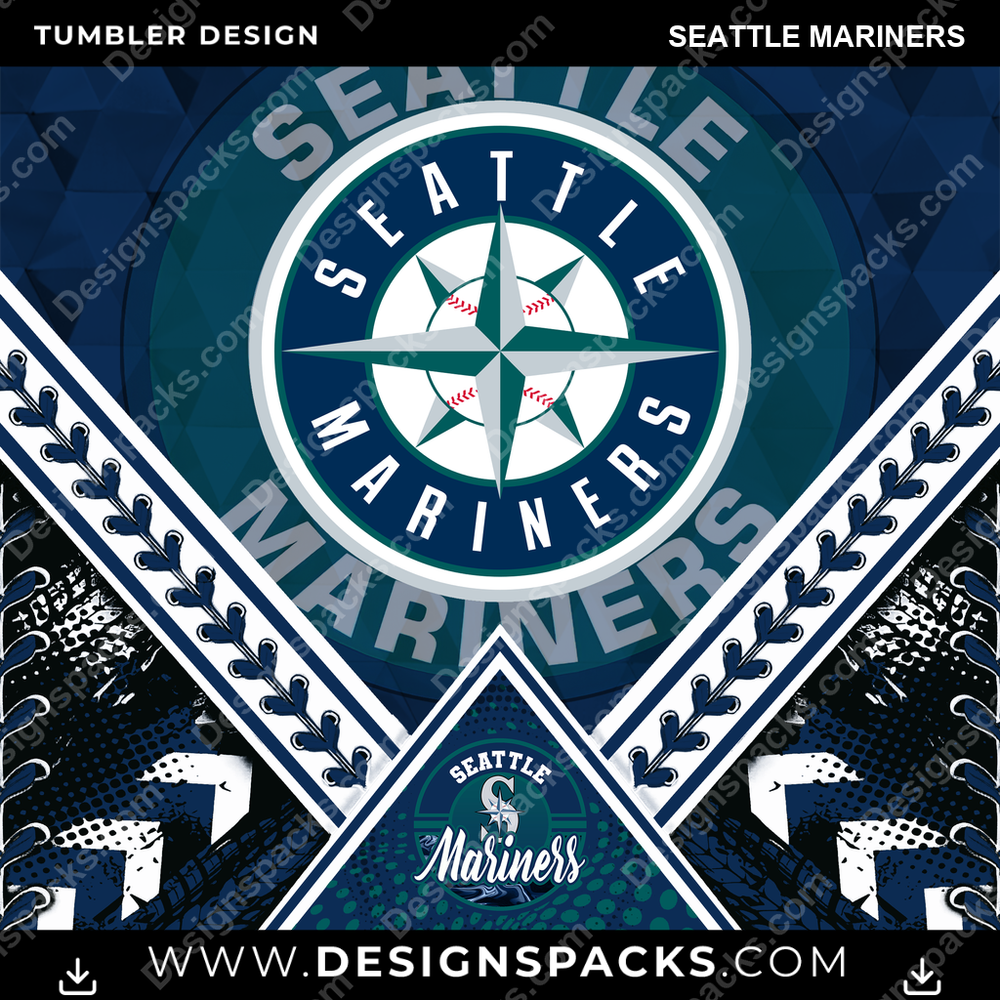 Baseball Diamond Seattle Mariners Tumbler Digital Wrap Design