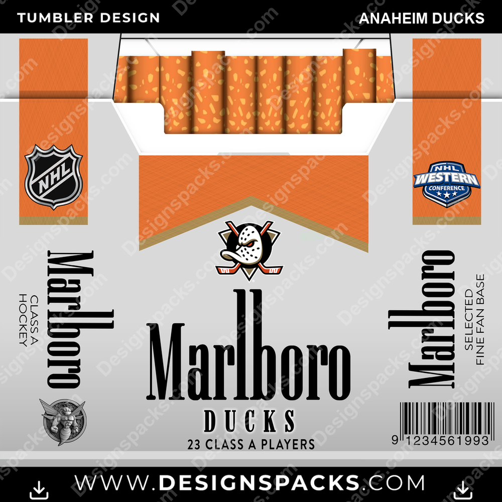 Ice Hockey Marlboro Anaheim Ducks NHL Hockey Tumbler Digital Wrap Design Download