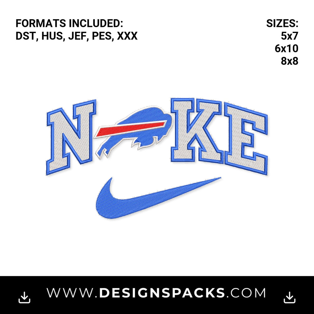 Buffalo Bills Nike Swoosh Embroidery Design - Instant digital download pattern at Designspacks.com