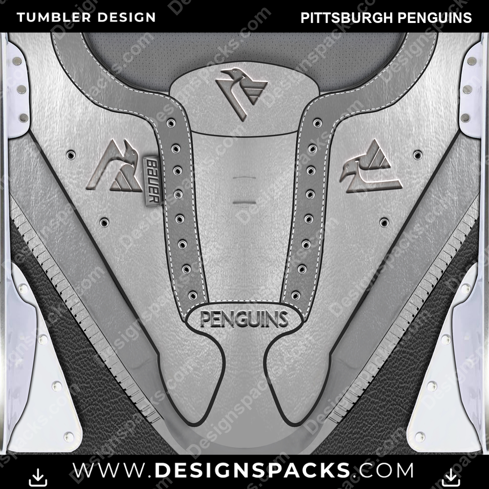 Ice Hockey Ice Skate (METALLIC) Pittsburgh Penguins Tumbler Digital Wrap Design
