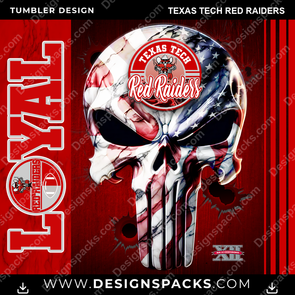 College Sport Loyal Texas Tech Red Raiders Tumbler Digital Wrap Design