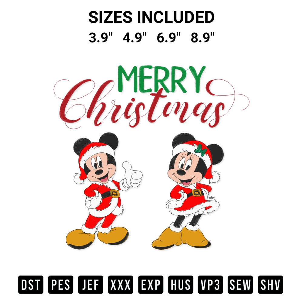 Looking for the perfect pattern? Download the Christmas Mickey And Minnie Mouse Embroidery Design embroidery design today at Designspacks.com. Crisp, clean stitching guaranteed. Available sizes: 3.9", 4.9", 6.9", 8.9".