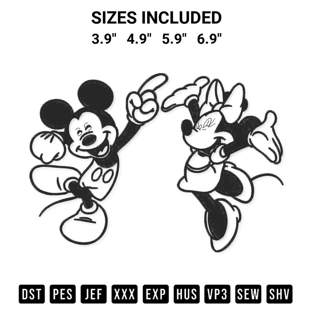 Download the Mickey Mouse And Minnie Cute 2023 Embroidery Design machine embroidery design exclusively at Designspacks.com. Premium digitized pattern for apparel and DIY crafts. Available sizes: 3.9", 4.9", 5.9", 6.9".