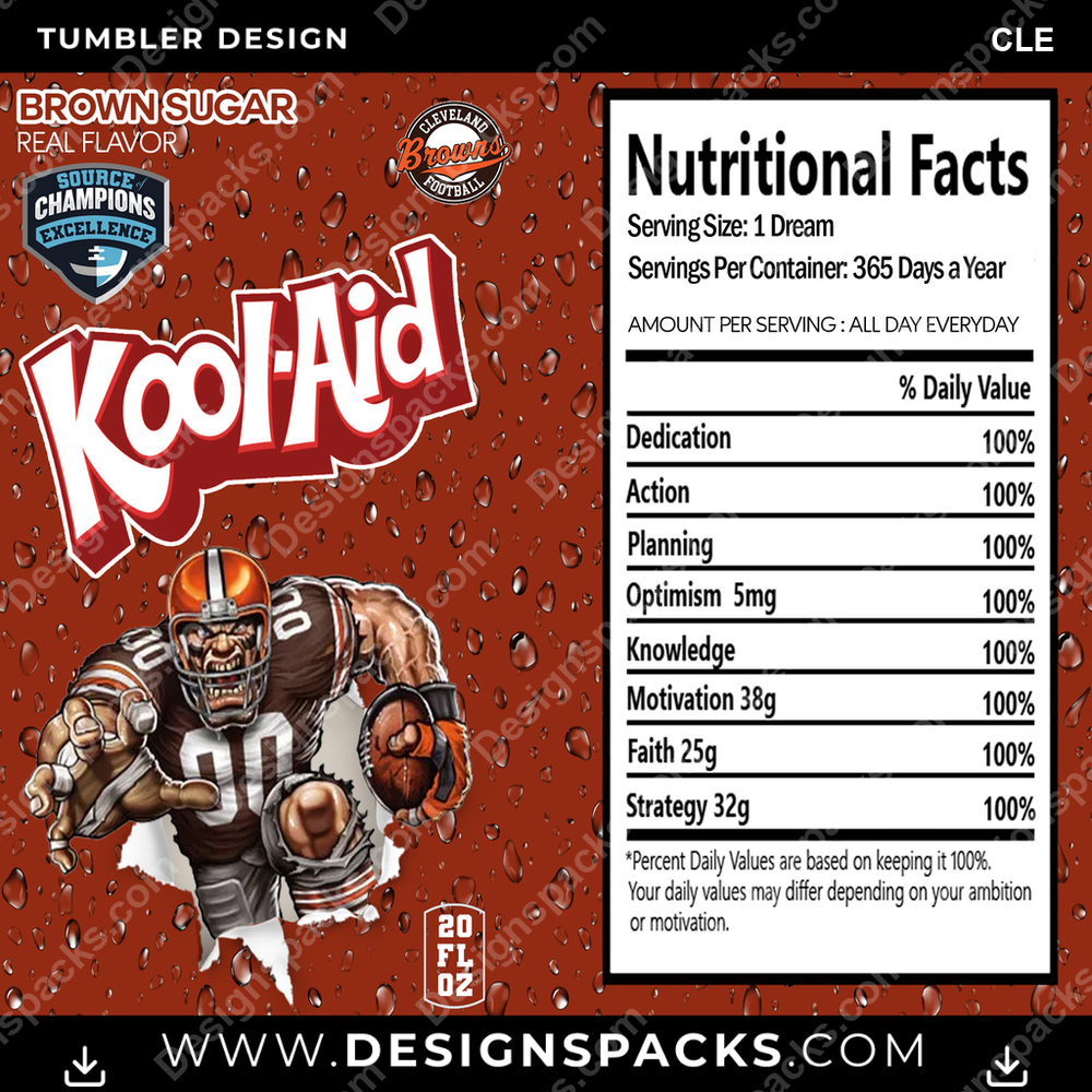 Football Kool-Aid CLE Tumbler Digital Wrap Design