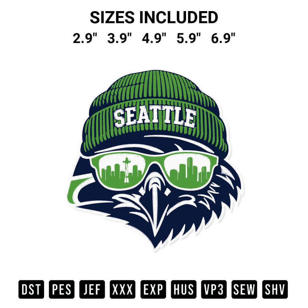 Discover the perfect addition to your crafting collection: Seattle Seahawks Beanie Hawk Skyline Embroidery Design embroidery file. Instantly available at Designspacks.com. Available sizes: 2.9", 3.9", 4.9", 5.9", 6.9".