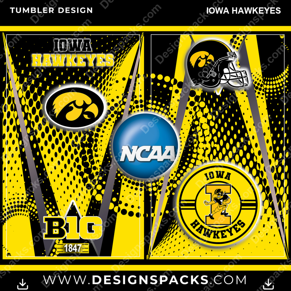 College Sport Team Logo Iowa Hawkeyes NCAA College Sport Tumbler Digital Wrap Design Download