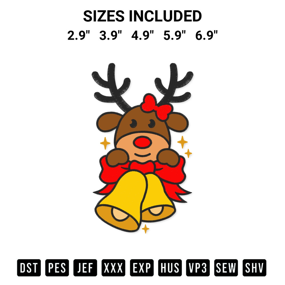 Get the Cute Girl Reindeer Christmas Embroidery Design embroidery design for your custom crafts! Premium digitized files available for instant download at Designspacks.com. Available sizes: 2.9", 3.9", 4.9", 5.9", 6.9".