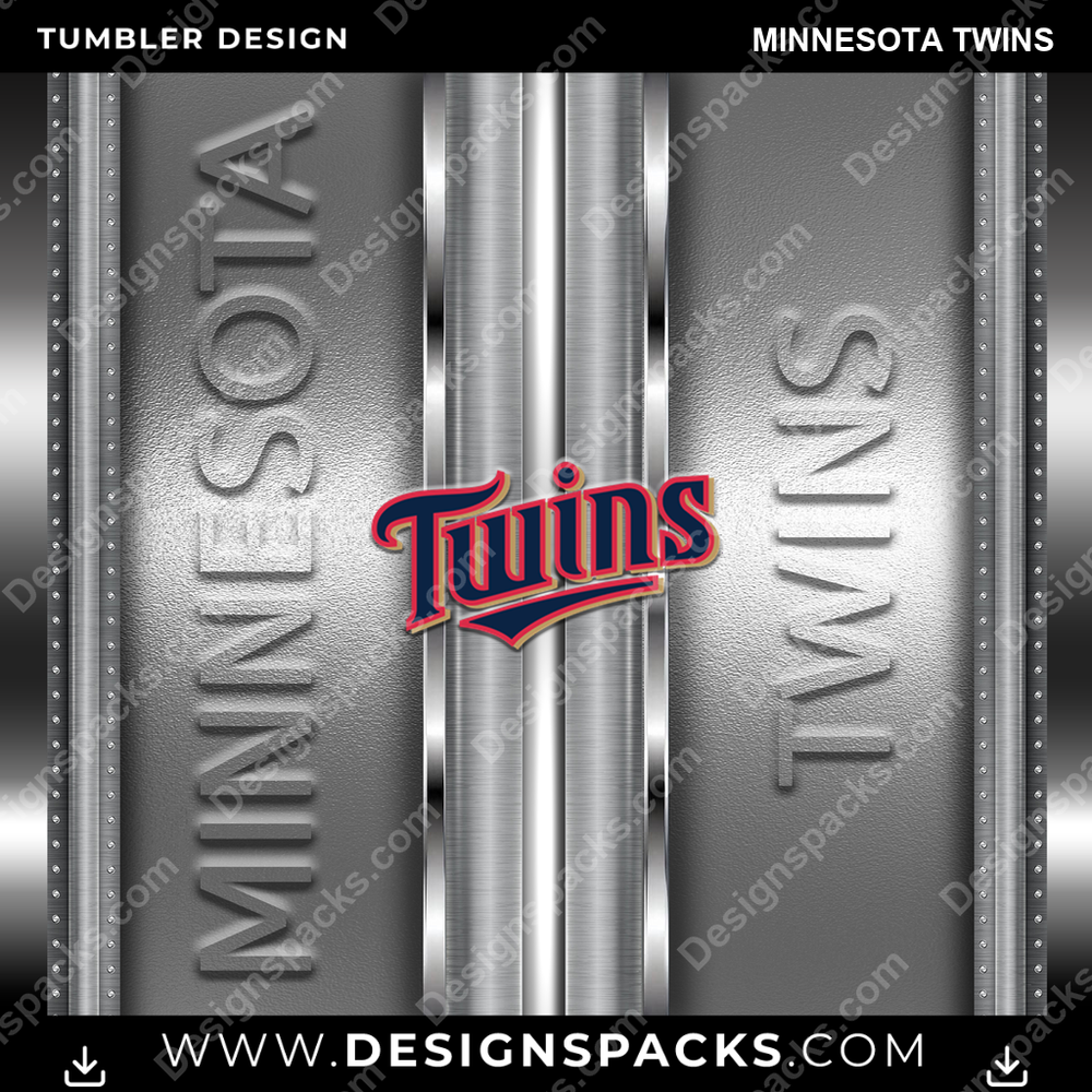 Baseball Metallic Minnesota Twins Tumbler Digital Wrap Design