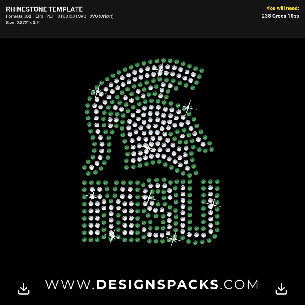 Msu Spartans Rhinestone Digital Template