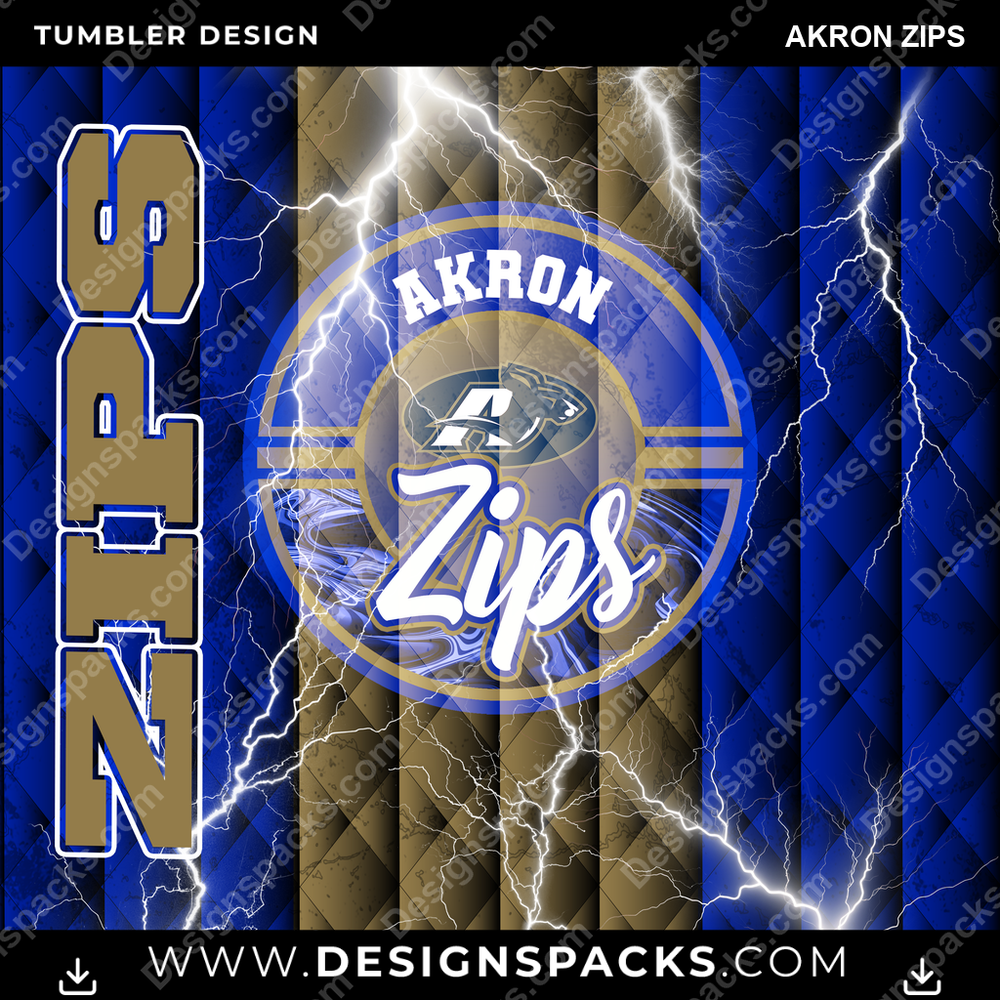 College Sport Diamond Akron Zips Tumbler Digital Wrap Design