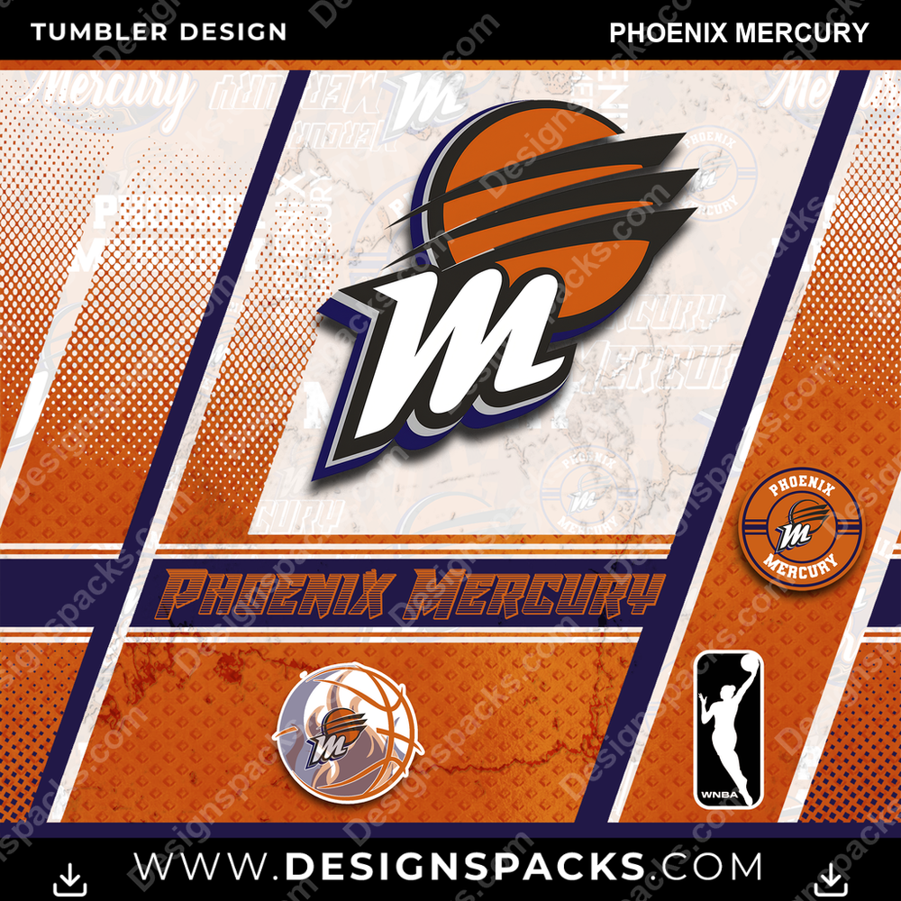 Basketball Sports Phoenix Mercury Tumbler Digital Wrap Design