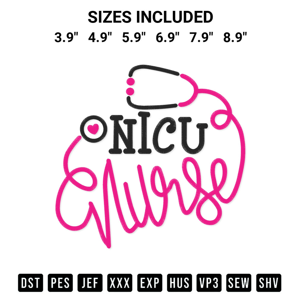Create amazing crafts with the Nicu Nurse Stethoscope Embroidery Design embroidery file. High-quality digital download from Designspacks.com, perfect for beginners and pros. Available sizes: 3.9", 4.9", 5.9", 6.9", 7.9", 8.9".