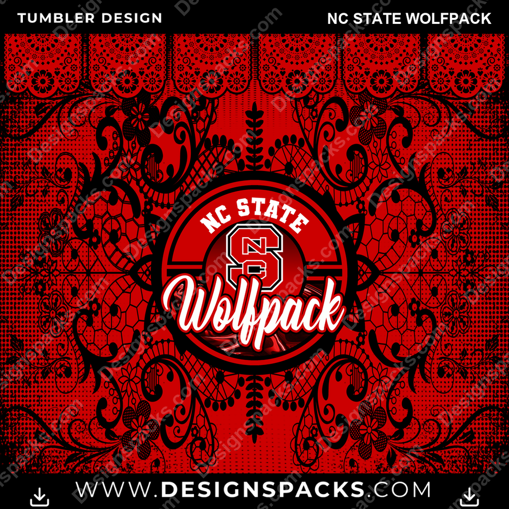College Sport Lace & Logo Nc State Wolfpack Tumbler Digital Wrap Design