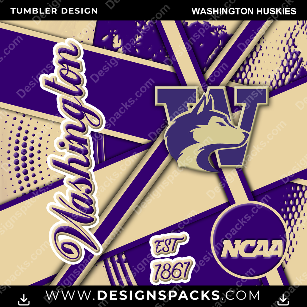 College Sport Team Sport Washington Huskies NCAA College Sport Tumbler Digital Wrap Design Download