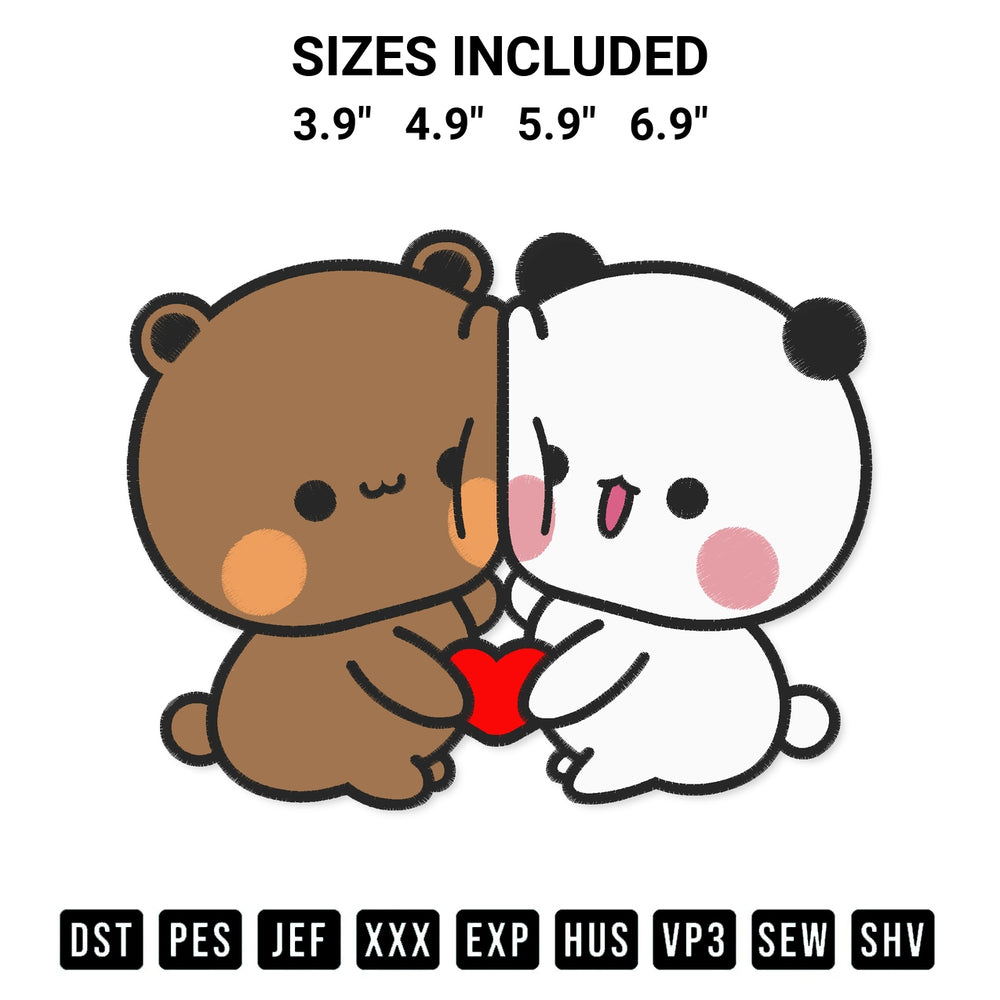 Get the Cute Bubu Dudu Panda Bear Embroidery Design embroidery design for your custom crafts! Premium digitized files available for instant download at Designspacks.com. Available sizes: 3.9", 4.9", 5.9", 6.9".