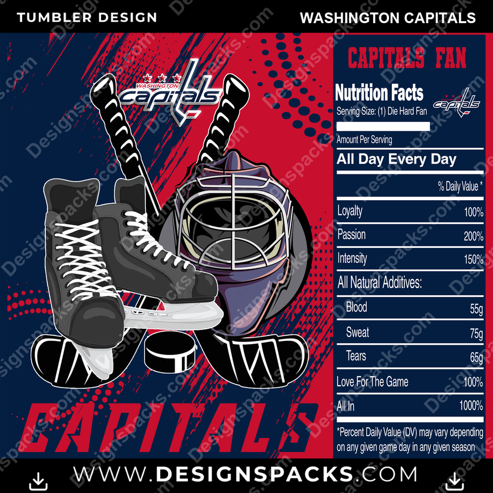Ice Hockey Team Fan Washington Capitals Tumbler Digital Wrap Design